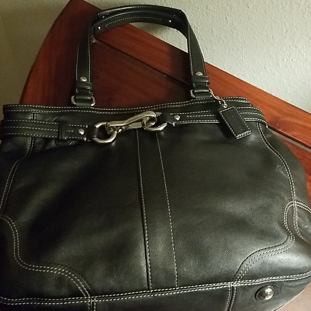 Coach black leather satchel
